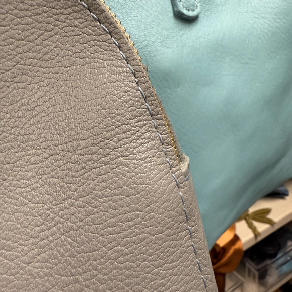 New Cabo Blue Portland Leather mini Snap crossbody Tote Bag - Picture 9 of 9